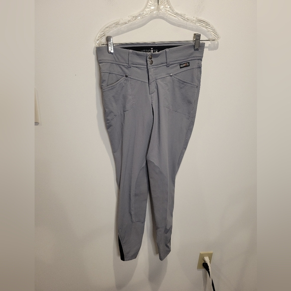 Kerrits Kids Size S Gray Horse Riding Breeches With Knee Patch - Picture 1 of 6